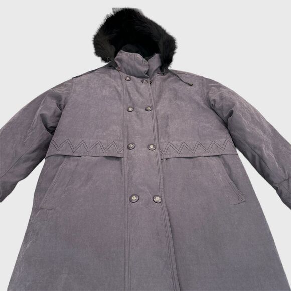 Utex Purple Winter Coat Quilted Lined Warm Detachable Faux Fur Drawstring Waist - Picture 3 of 9